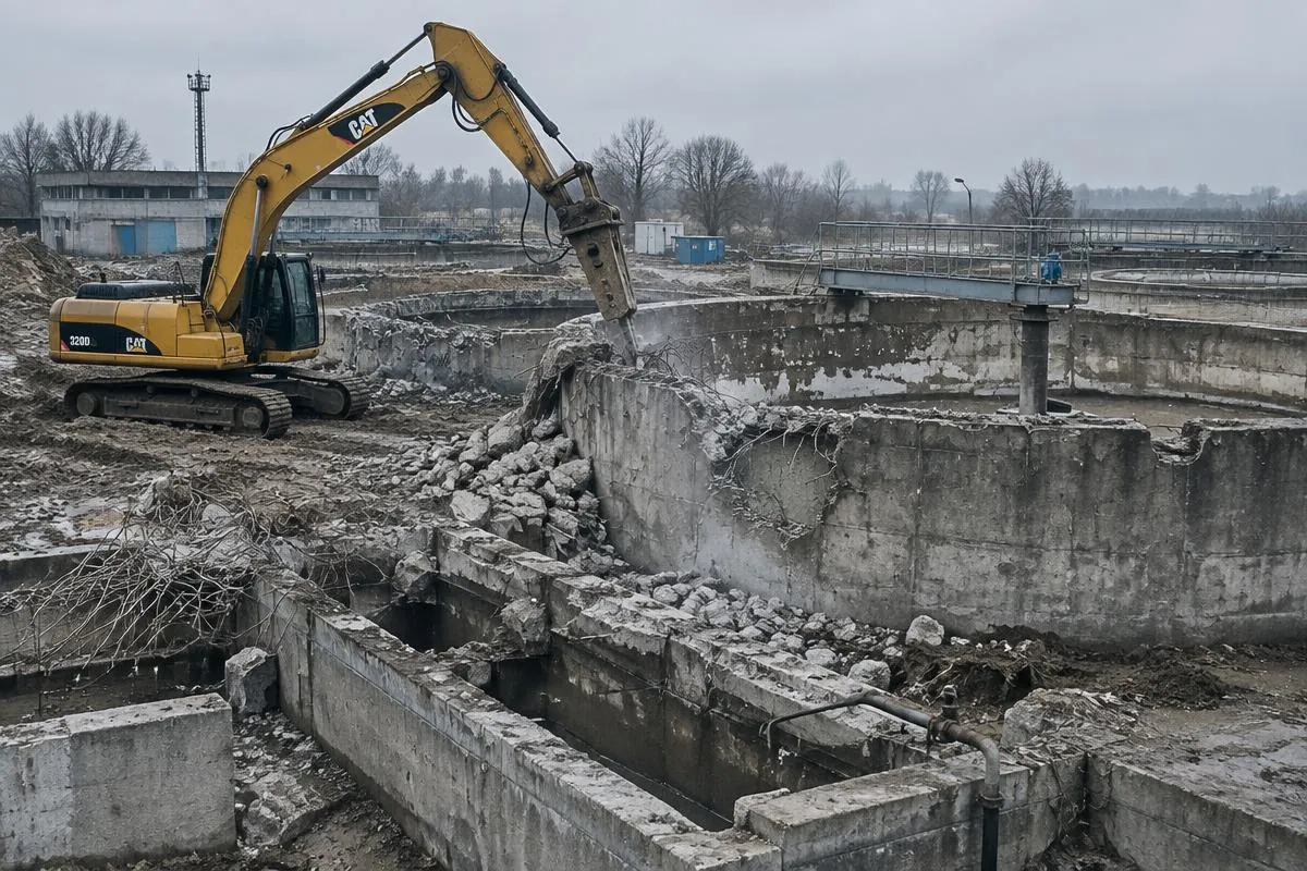 Demolition of decommissioned wastewater treatment structures at Gray St, West Tweed